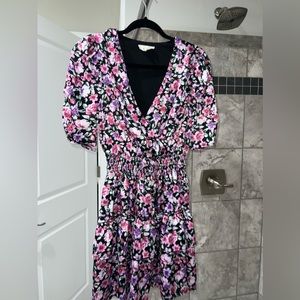 Floral Silk ruched waist Mini Floral Spring Dress